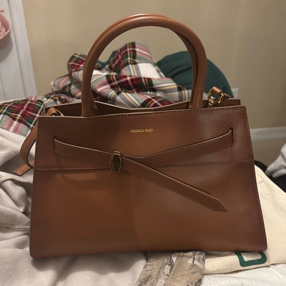 Veronica Beard Handbags - Veronica Beard Tan Leather Satchel with Gold Hardware